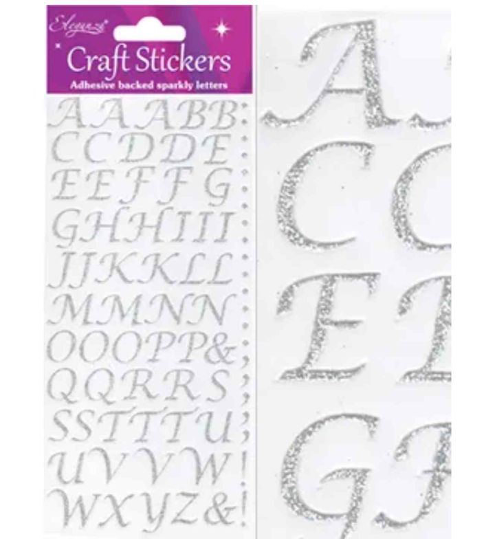 Eleganza Craft Stickers Stylised Alphabet Set Silver No 66