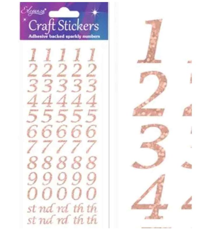 Eleganza Craft Stickers Stylised Number Set Rose Gold No.87