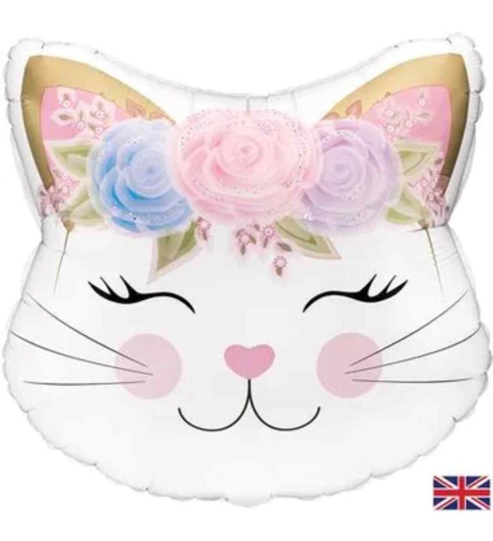 22" Oaktree Floral Kitten Holographic Foil Balloon
