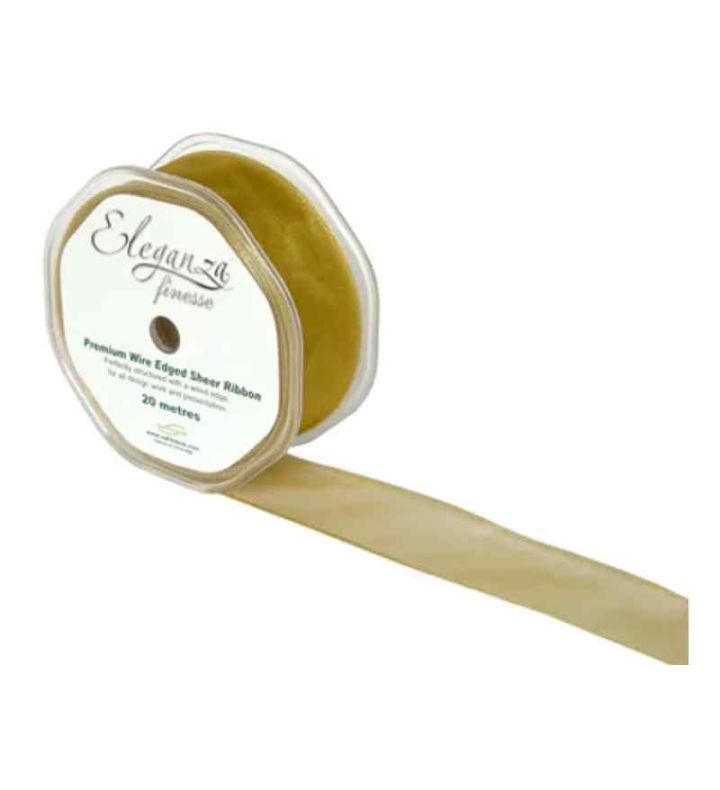 Eleganza Finesse Wired Ribbon Gold - 32mm x 20m