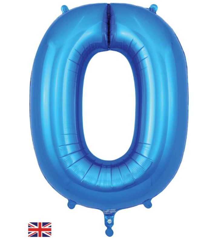 34" Blue Number 0 Oaktree Foil Balloon
