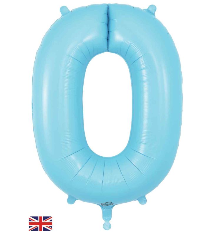 34" Matte Blue Number 0 Oaktree Foil Balloon