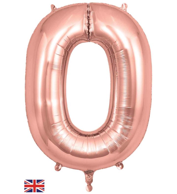 34" Rose Gold Number 0 Oaktree Foil Balloon