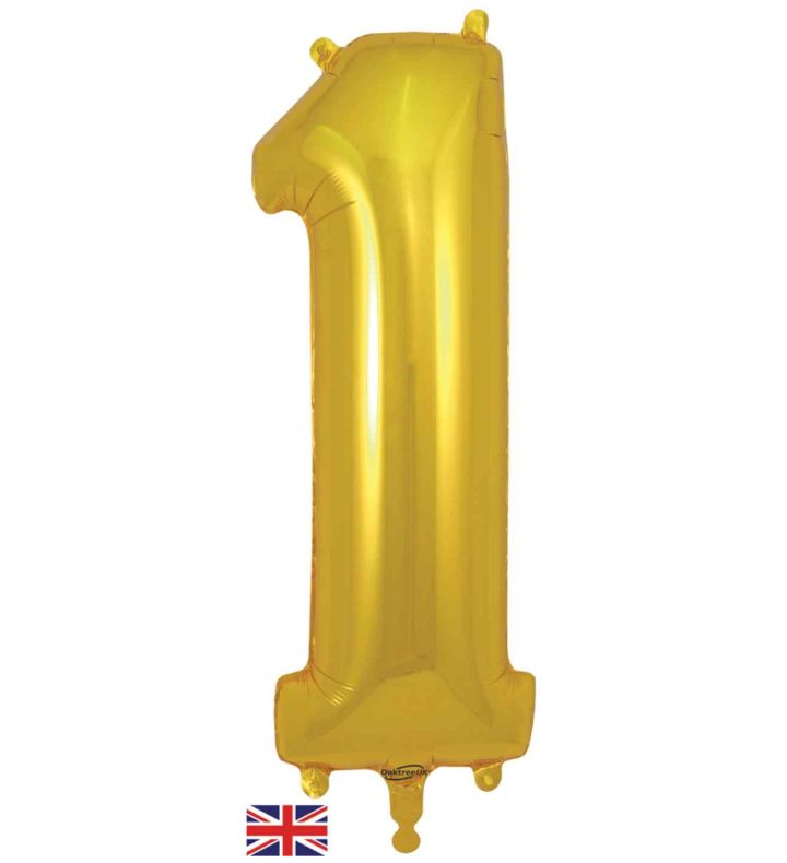 34" Gold Number 1 Oaktree Foil Balloon
