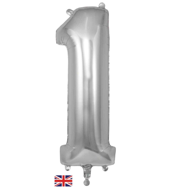 34" Silver Number 1 Oaktree Foil Balloon