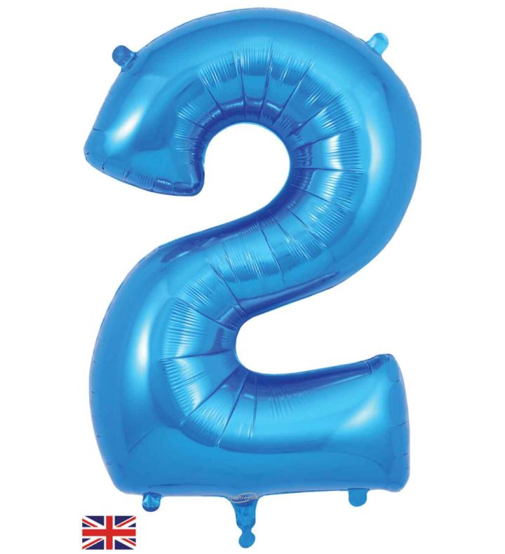 34" Blue Number 2 Oaktree Foil Balloon