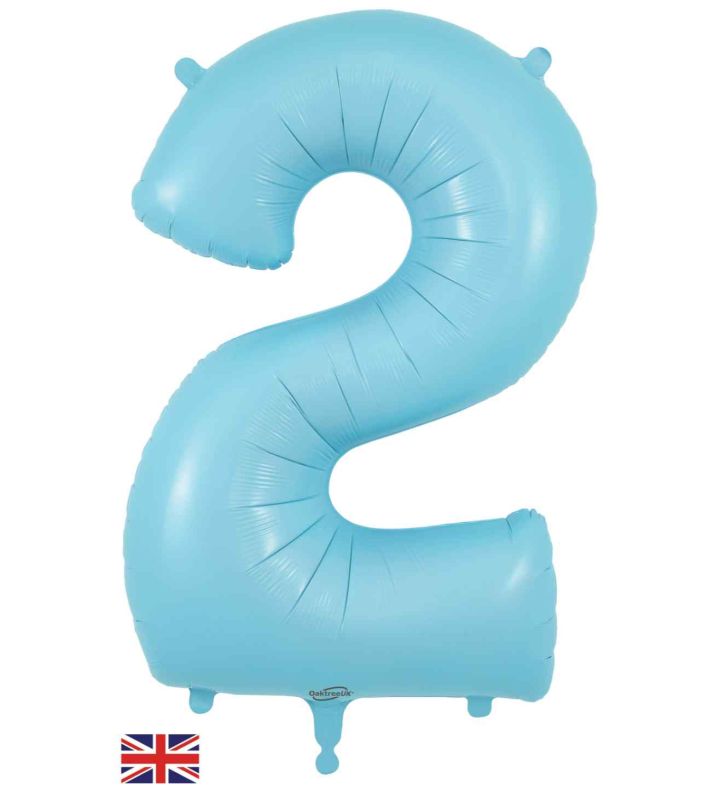 34" Matte Blue Number 2 Oaktree Foil Balloon