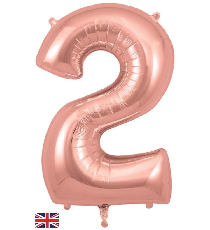 34" Rose Gold Number 2 Oaktree Foil Balloon