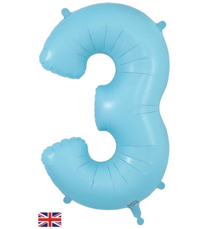34" Matte Blue Number 3 Oaktree Foil Balloon