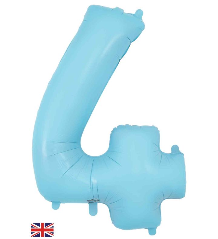 34" Matte Blue Number 4 Oaktree Foil Balloon