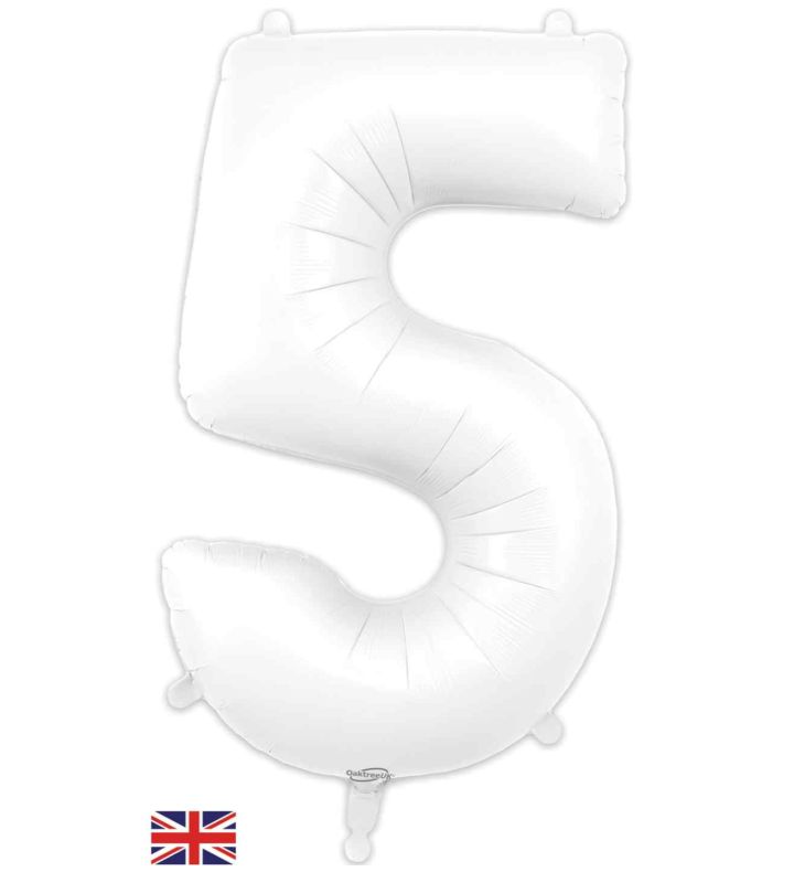 34" Matte White 5 Oaktree Foil Balloon