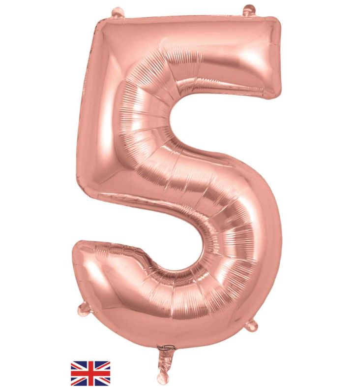 34" Rose Gold Number 5 Oaktree Foil Balloon