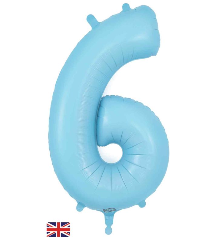 34" Matte Blue Number 6 Oaktree Foil Balloon