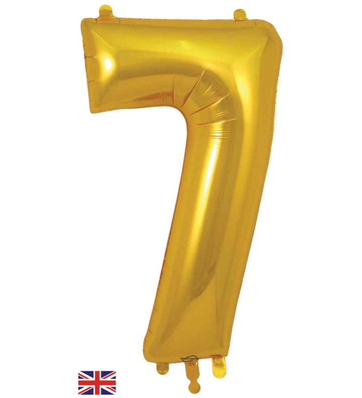 34" Gold Number 7 Oaktree Foil Balloon