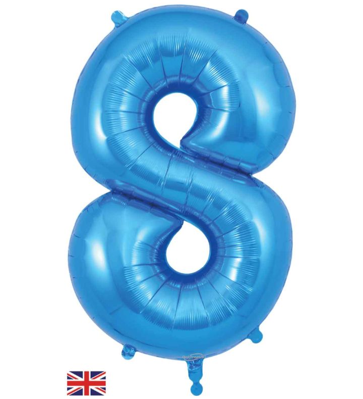 34" Blue Number 8 Oaktree Foil Balloon