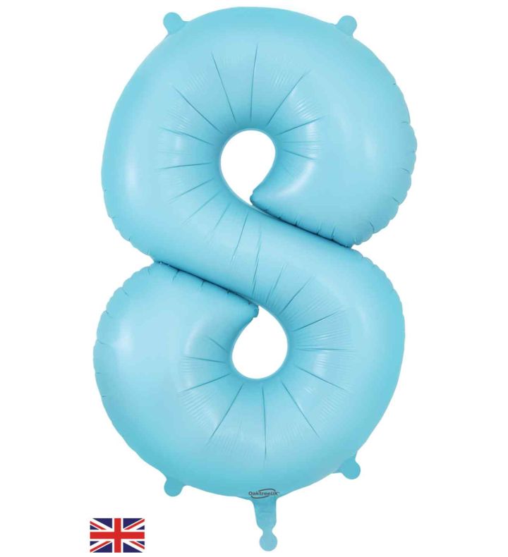 34" Matte Blue Number 8 Oaktree Foil Balloon