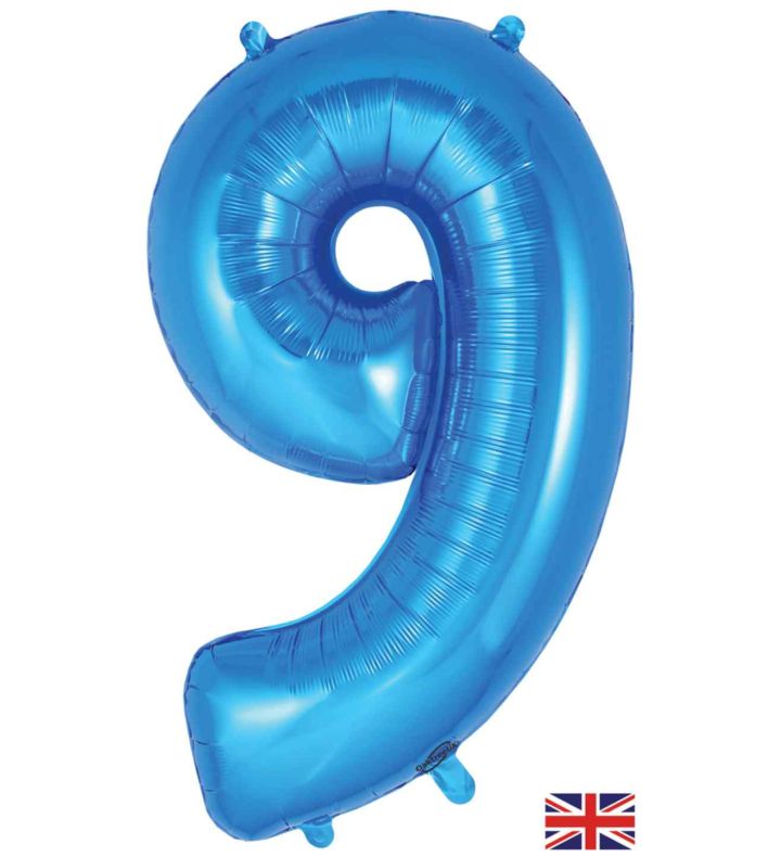 34" Blue Number 9 Oaktree Foil Balloon