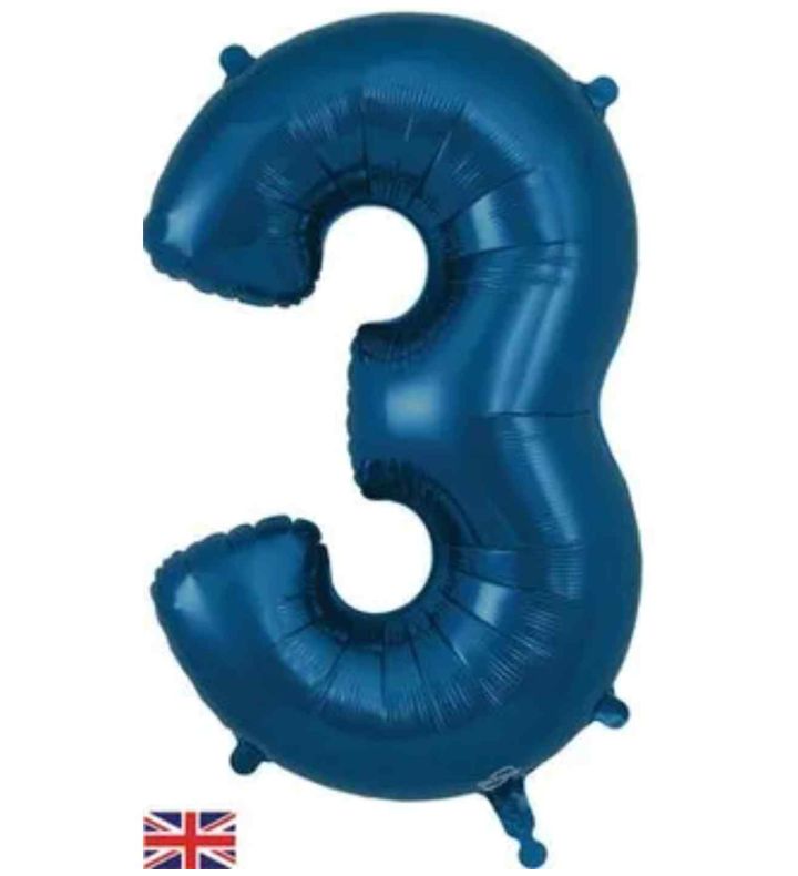 34" Navy Blue Number 3 Oaktree Foil Balloon