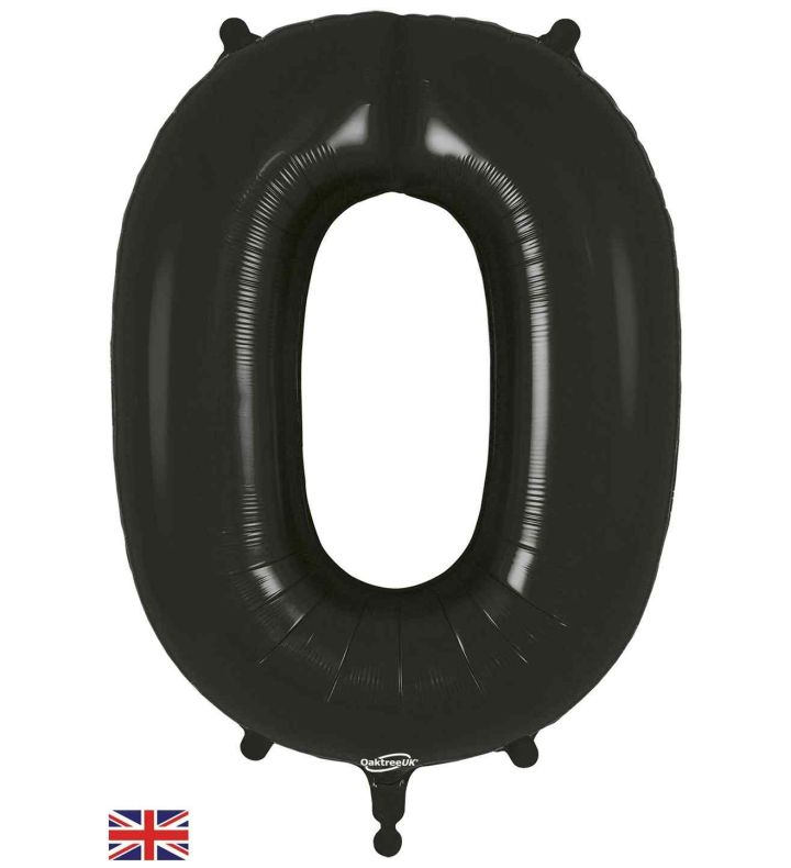 34" Black Number 0 Oaktree Foil Balloon