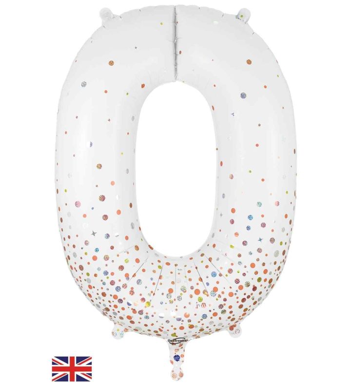 34" Sparkling Fizz Holographic Rose Gold 0 Oaktree Foil Balloon