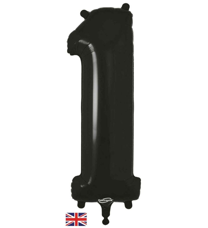 34" Black Number 1 Oaktree Foil Balloon