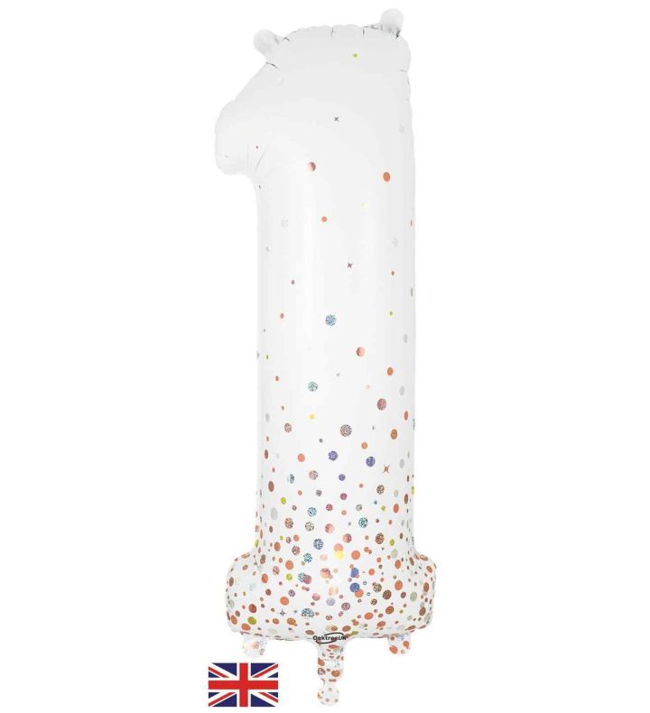 34" Sparkling Fizz Holographic Rose Gold 1 Oaktree Foil Balloon