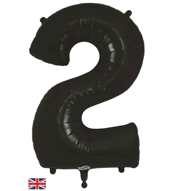 34" Black Number 2 Oaktree Foil Balloon
