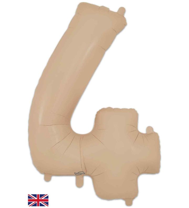 34" Matte Nude Number 4 Oaktree Foil Balloon