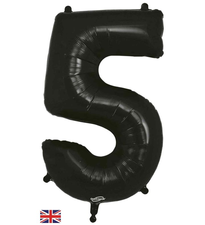 34" Black Number 5 Oaktree Foil Balloon