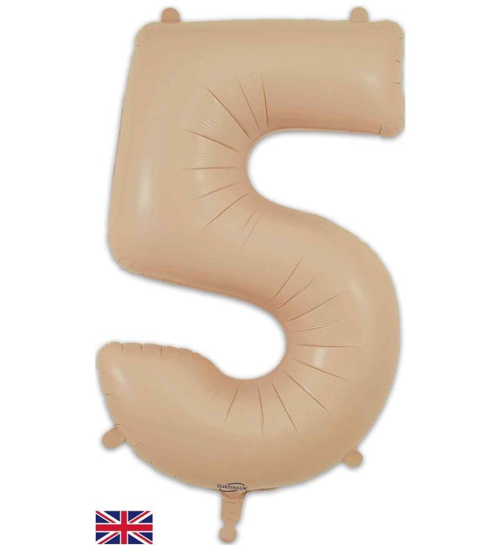 34" Matte Nude Number 5 Oaktree Foil Balloon