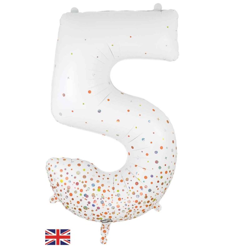 34" Sparkling Fizz Holographic Rose Gold 5 Oaktree Foil Balloon