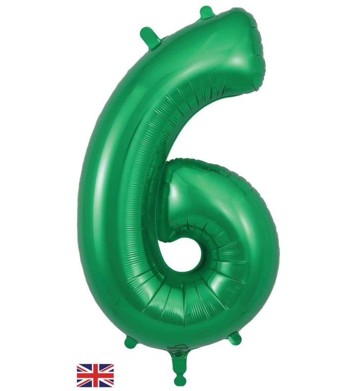 34" Green Number 6 Oaktree Foil Balloon