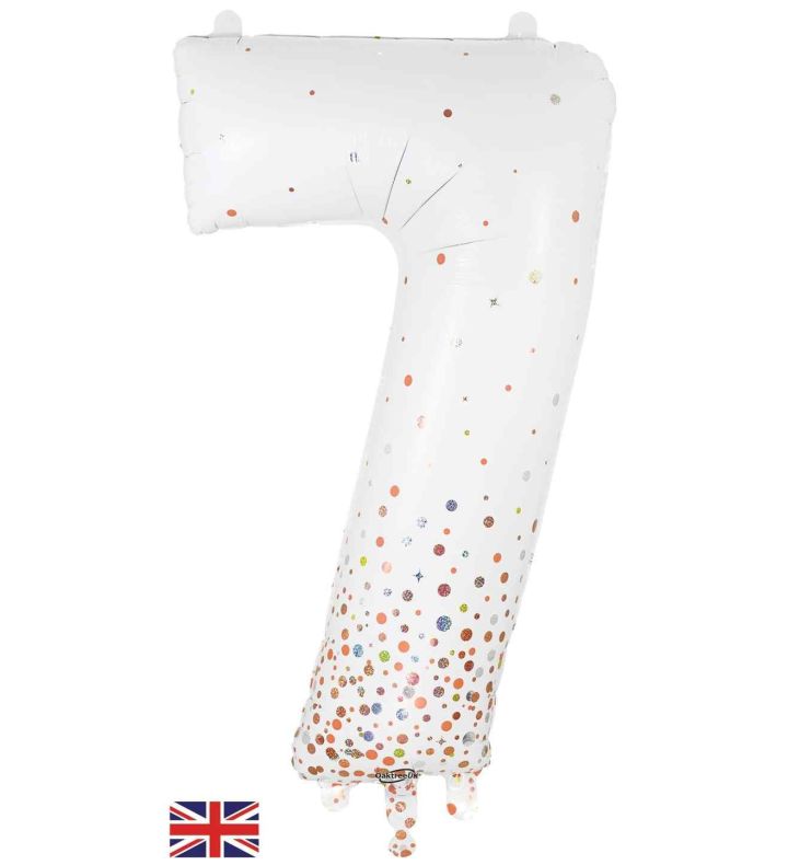 34" Sparkling Fizz Holographic Rose Gold 7 Oaktree Foil Balloon