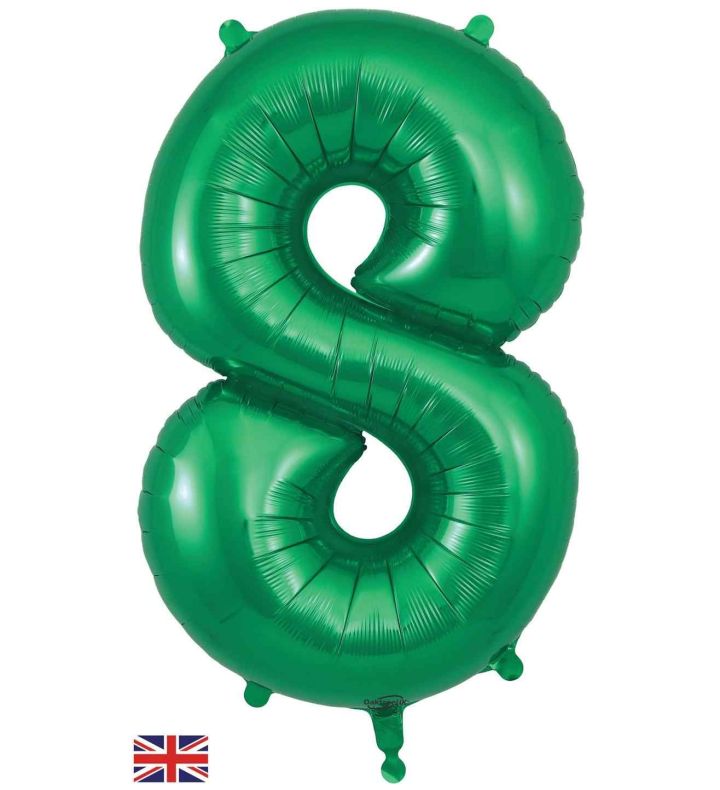 34" Green Number 8 Oaktree Foil Balloon