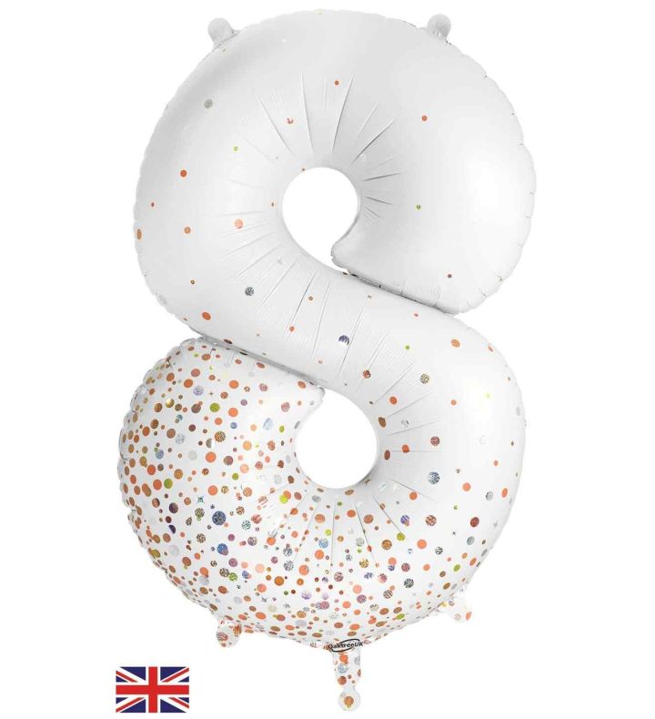 34" Sparkling Fizz Holographic Rose Gold 8 Oaktree Foil Balloon
