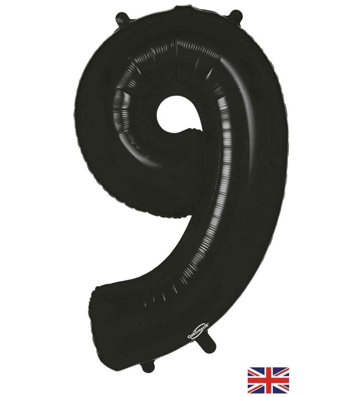 34" Black Number 9 Oaktree Foil Balloon
