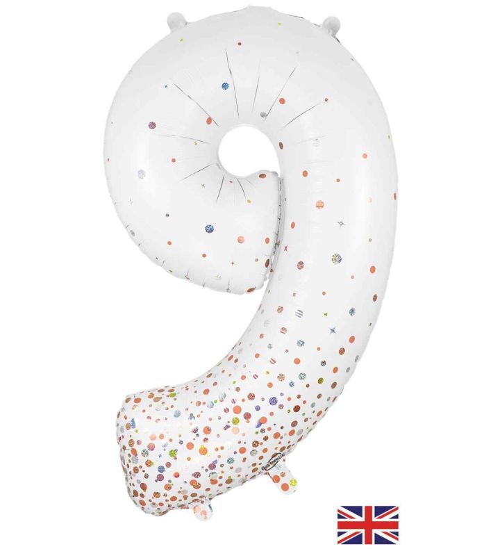 34" Sparkling Fizz Holographic Rose Gold 9 Oaktree Foil Balloon