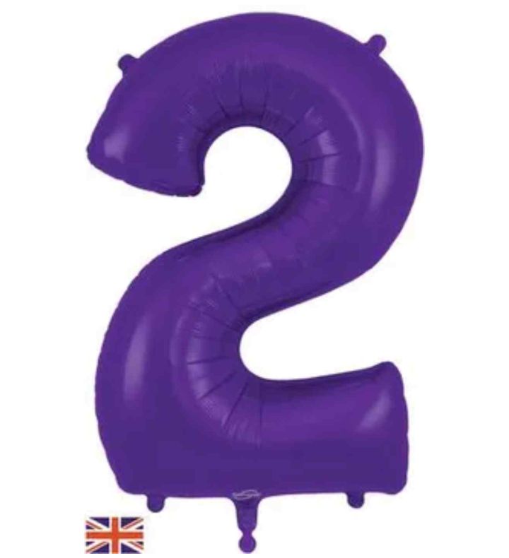 34" Purple Number 2 Oaktree Foil Balloon