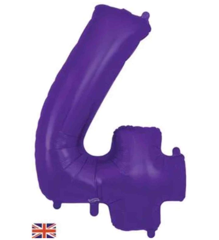 34" Purple Number 4 Oaktree Foil Balloon