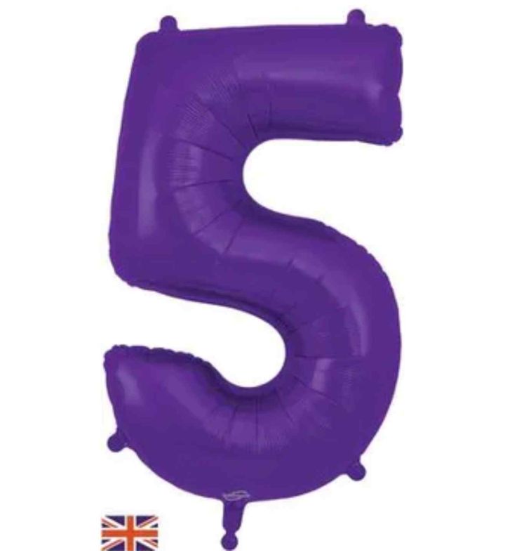 34" Purple Number 5 Oaktree Foil Balloon