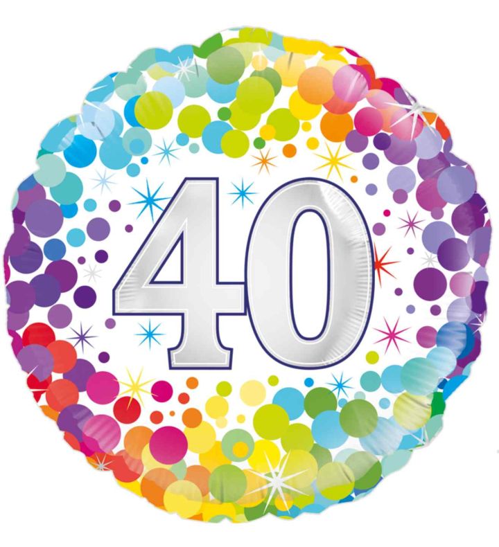 18" Oaktree 40th Birthday Colourful Confetti Round