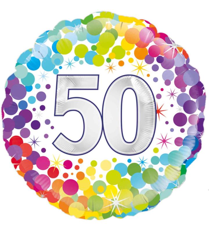 18" Oaktree 50th Birthday Colourful Confetti Round