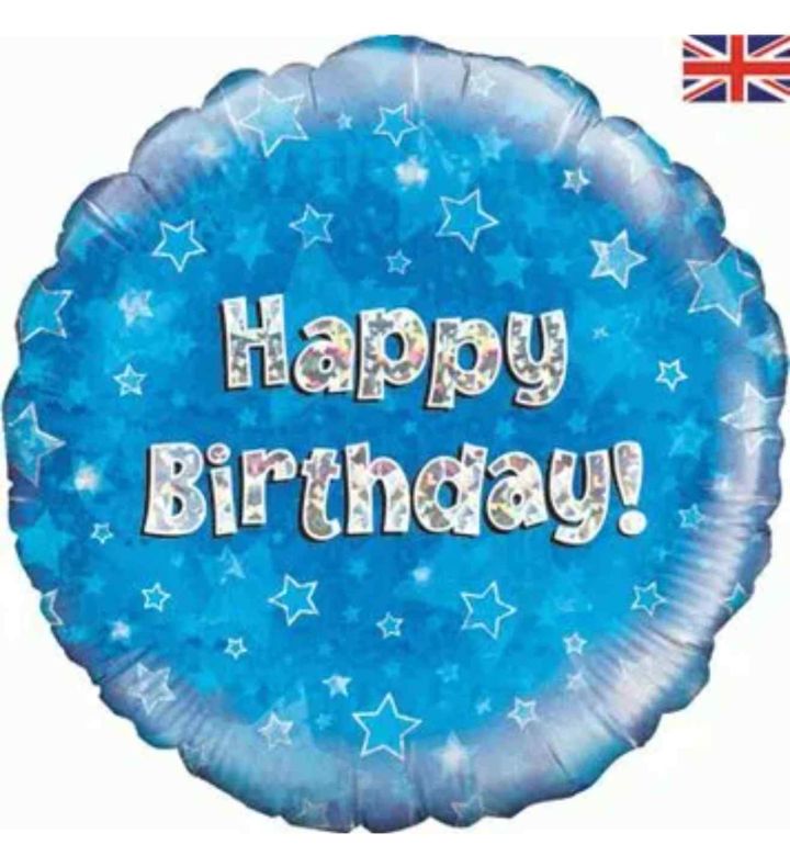 18" Oaktree Happy Birthday Blue Foil Balloon