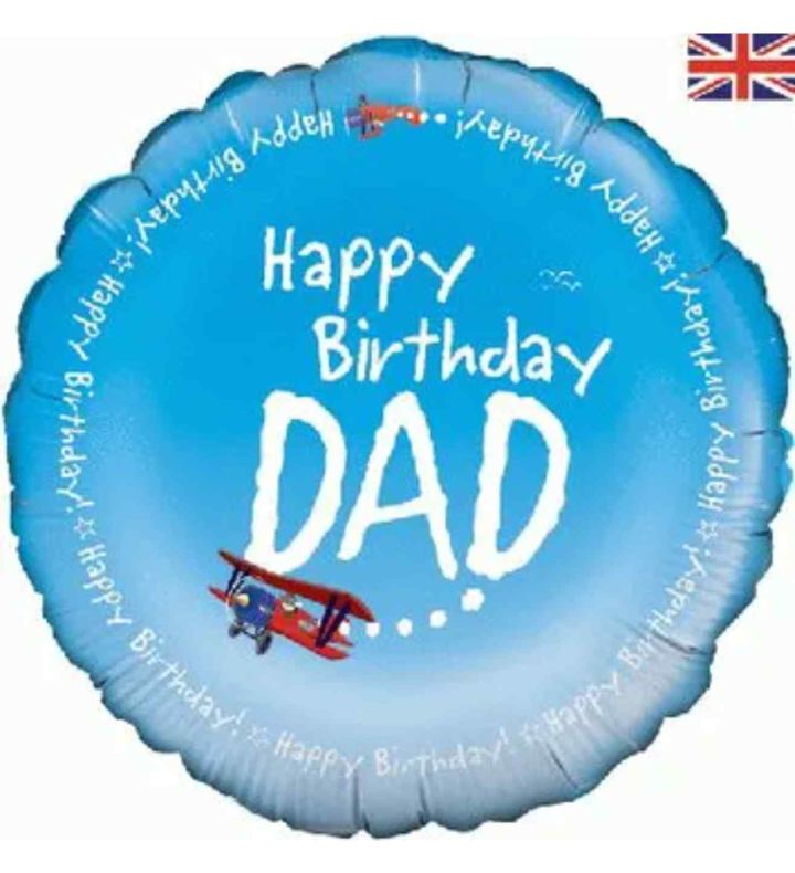 18" Happy Birthday Dad Blue Oaktree Foil Balloon Round