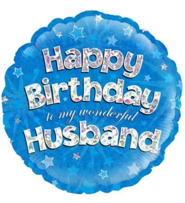 18" Oaktree Happy Birthday Husband Blue Round