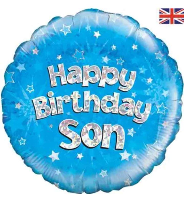 18" Oaktree Happy Birthday Son Blue Round