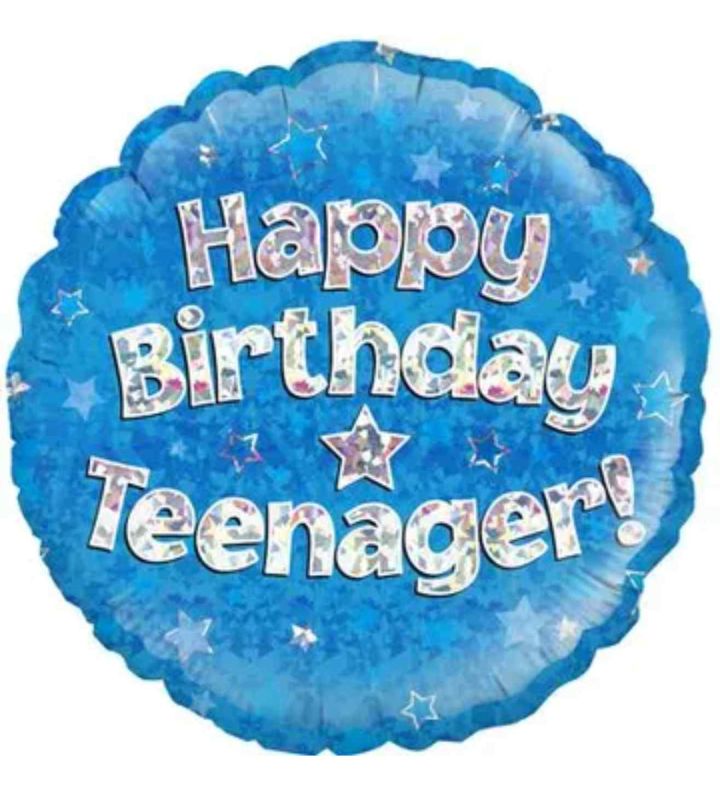 18" Oaktree Happy Birthday Teenager Blue Round