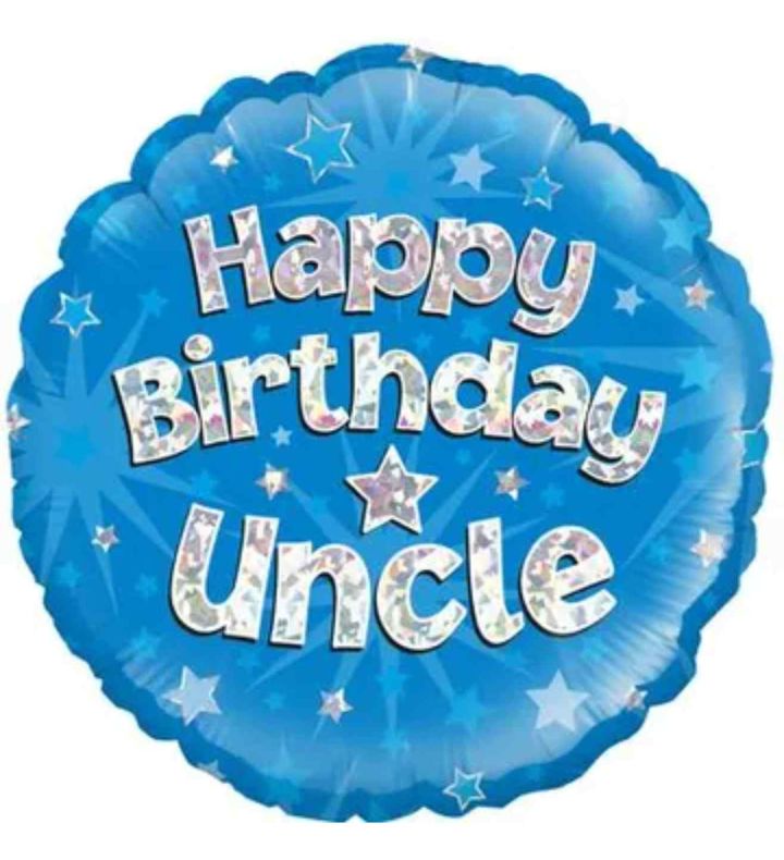 18" Oaktree Happy Birthday Uncle Blue Round