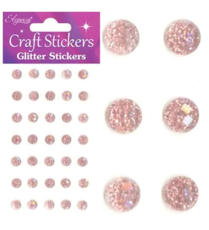 Eleganza Stickers Sparkle Gem Dots 8mm x 45pcs Rose Gold