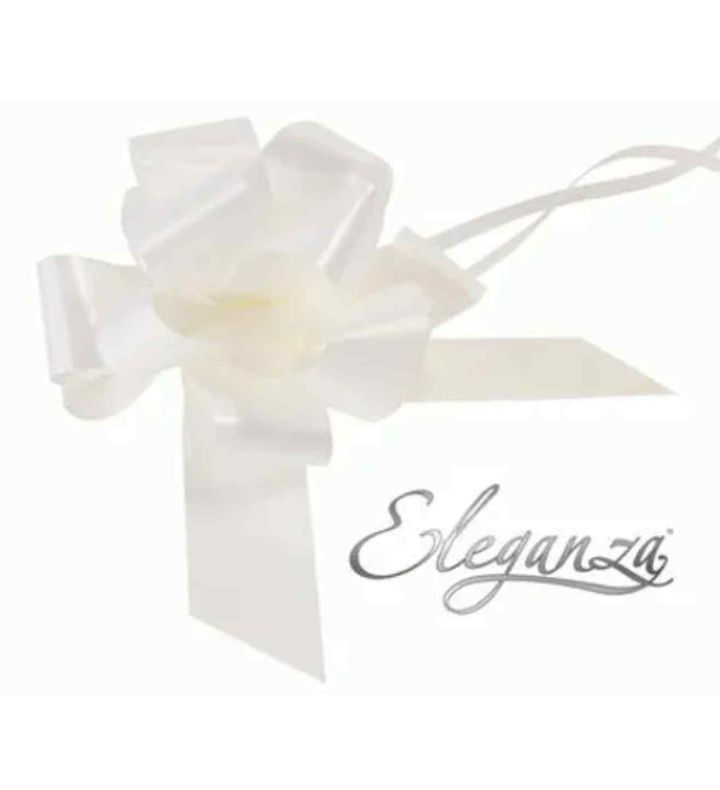 Eleganza Poly Pully Bows White - 50mm x 20pcs